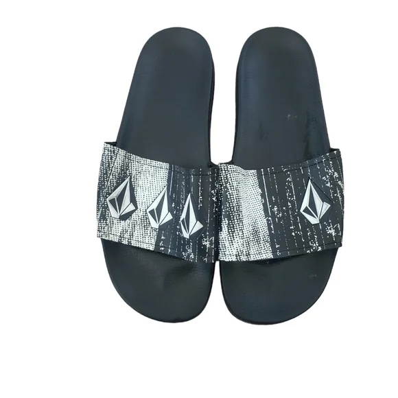 VOLCOM Sandals. Slides. Black and White. Size 13. Size 46.Beach, Summer. Spring. - Picture 1 of 3
